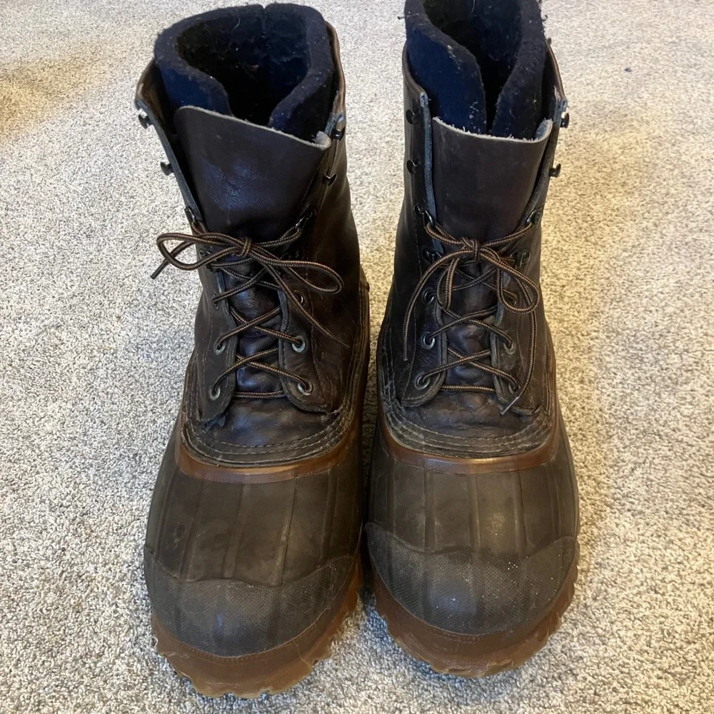 LaCrosse Iceman Men 12 Brown Insulated Leather Rubber Pac Boots USA Steel Shank